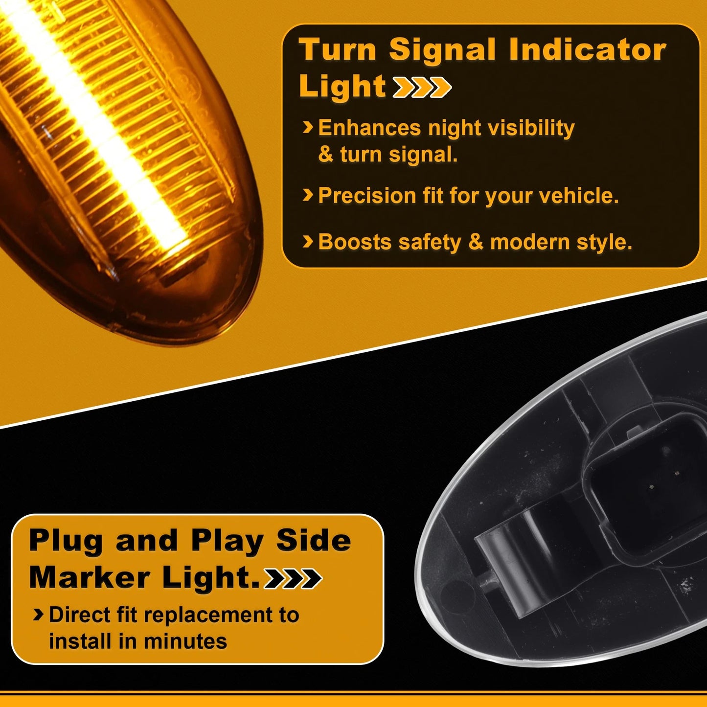 Set of 2 Side Marker Fender Lights 6325G3/6325.G3 for Peugeot 107 (2005–2015)
