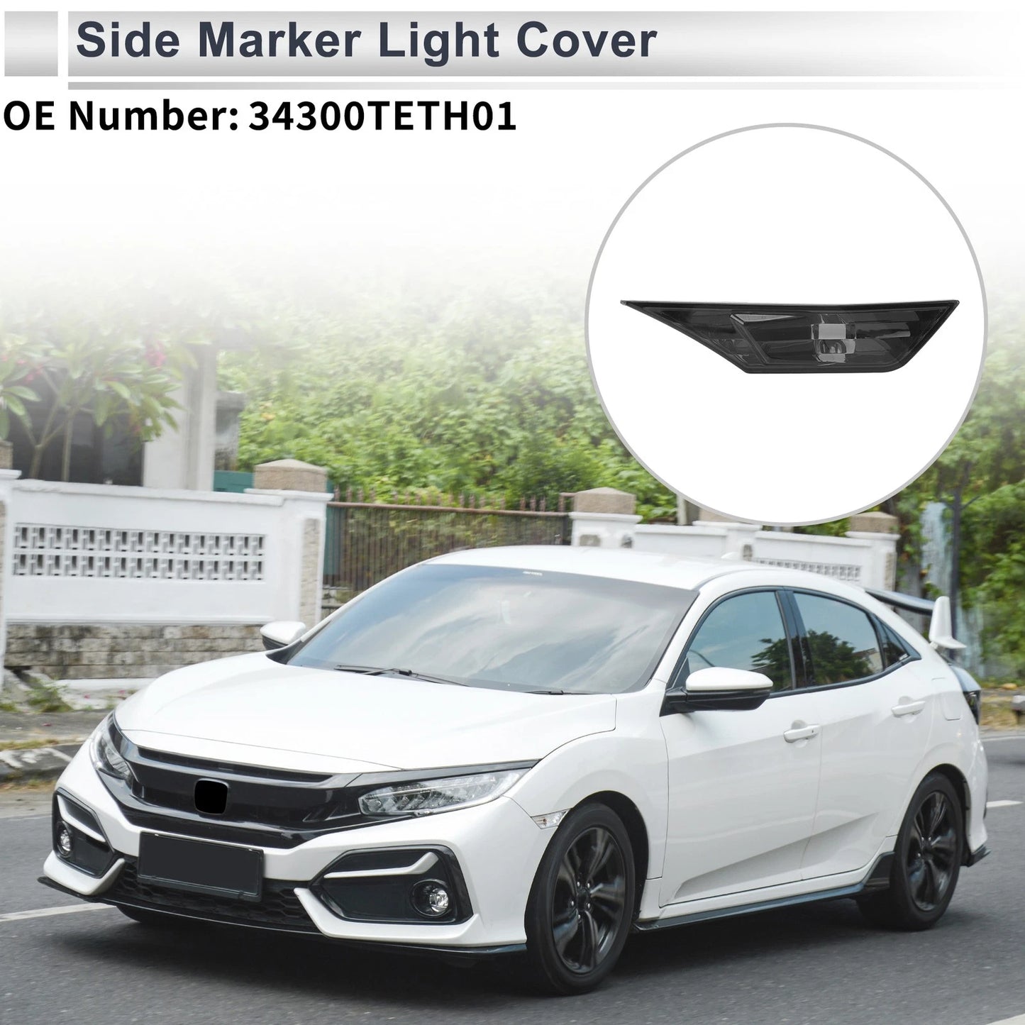 Right Side Marker Light Cover for Honda Civic (No. 34300TETH01) Smoked