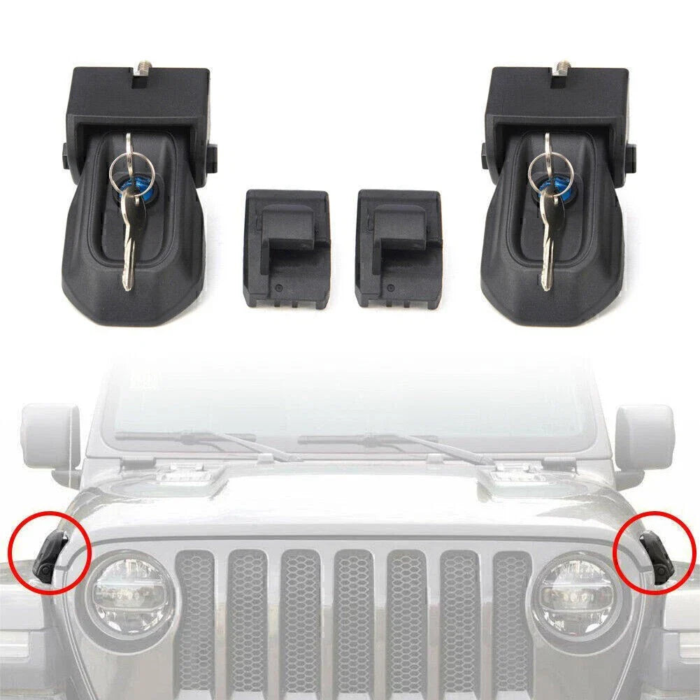 Anti-Theft Hood Latches Lock Set w/Key for Jeep Wrangler JL (2018-2020)