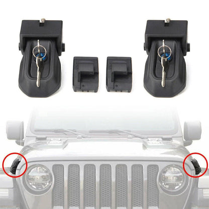Anti-Theft Hood Latches Lock Set w/Key for Jeep Wrangler JL (2018-2020)
