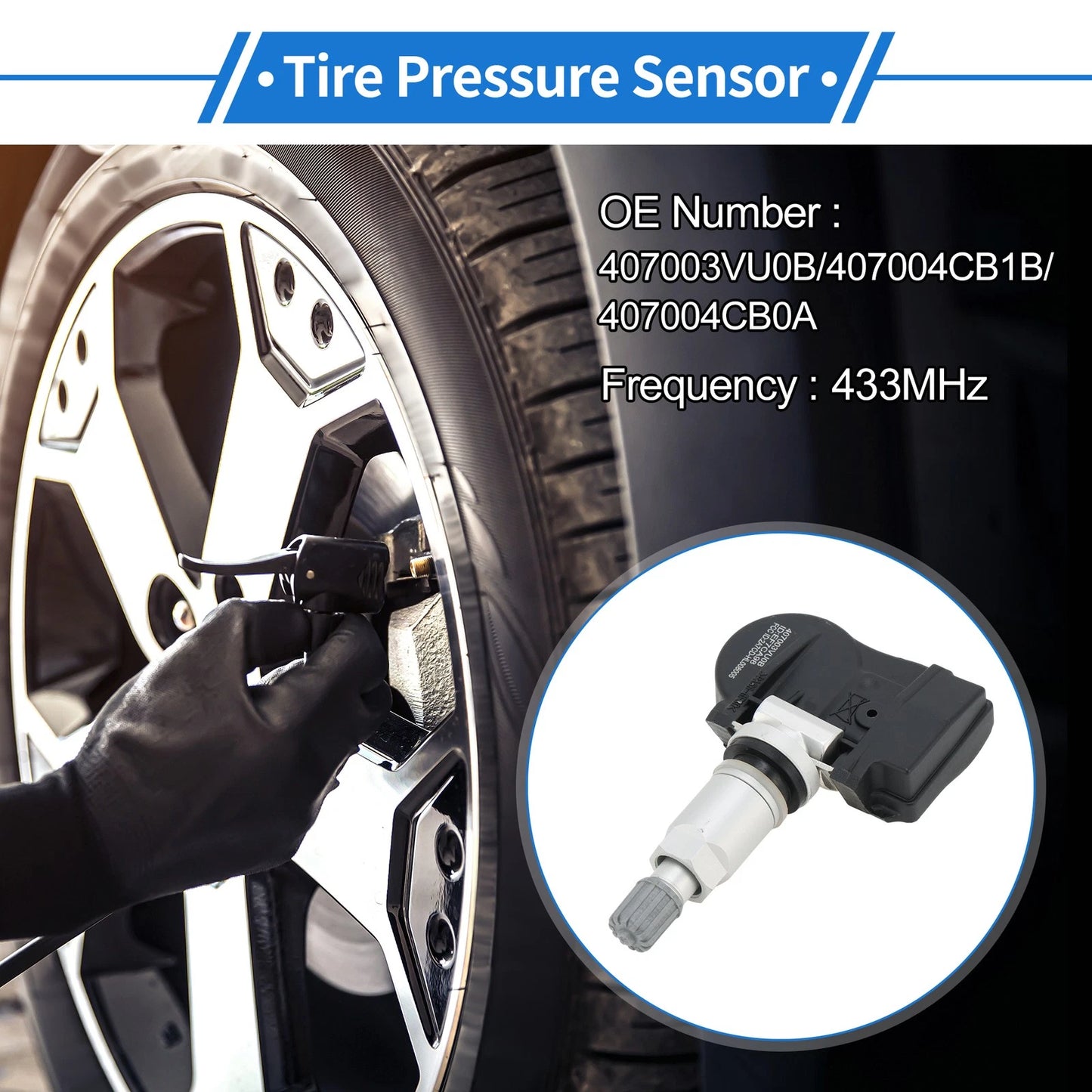 TPMS Sensor No. 407003VU0B for Nissan Qashqai (2014–2023)