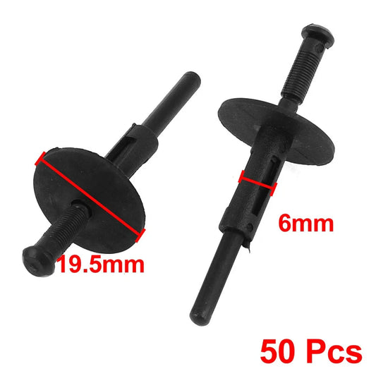 50 Pcs 6mm Hole Black Plastic Mudguard Rivet Fasteners for BMW 520 535