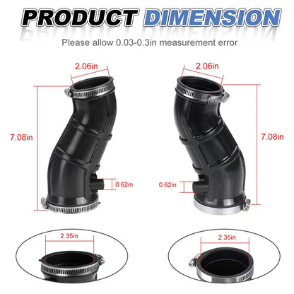 2 x Air Box Intake Tube w/Elbow PIPE for Yamaha Raptor YFM 660R (2001–2005)