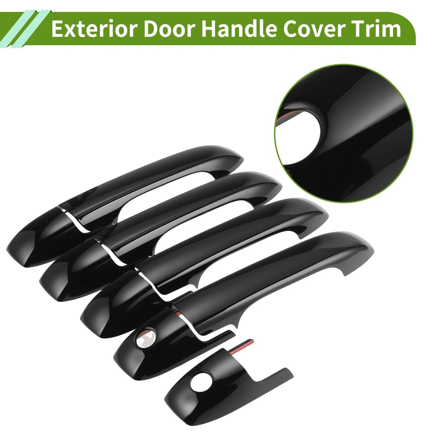 Set of 9 Exterior Door Handle Cover Trim for Honda Pilot (2003–2008) Glossy Black