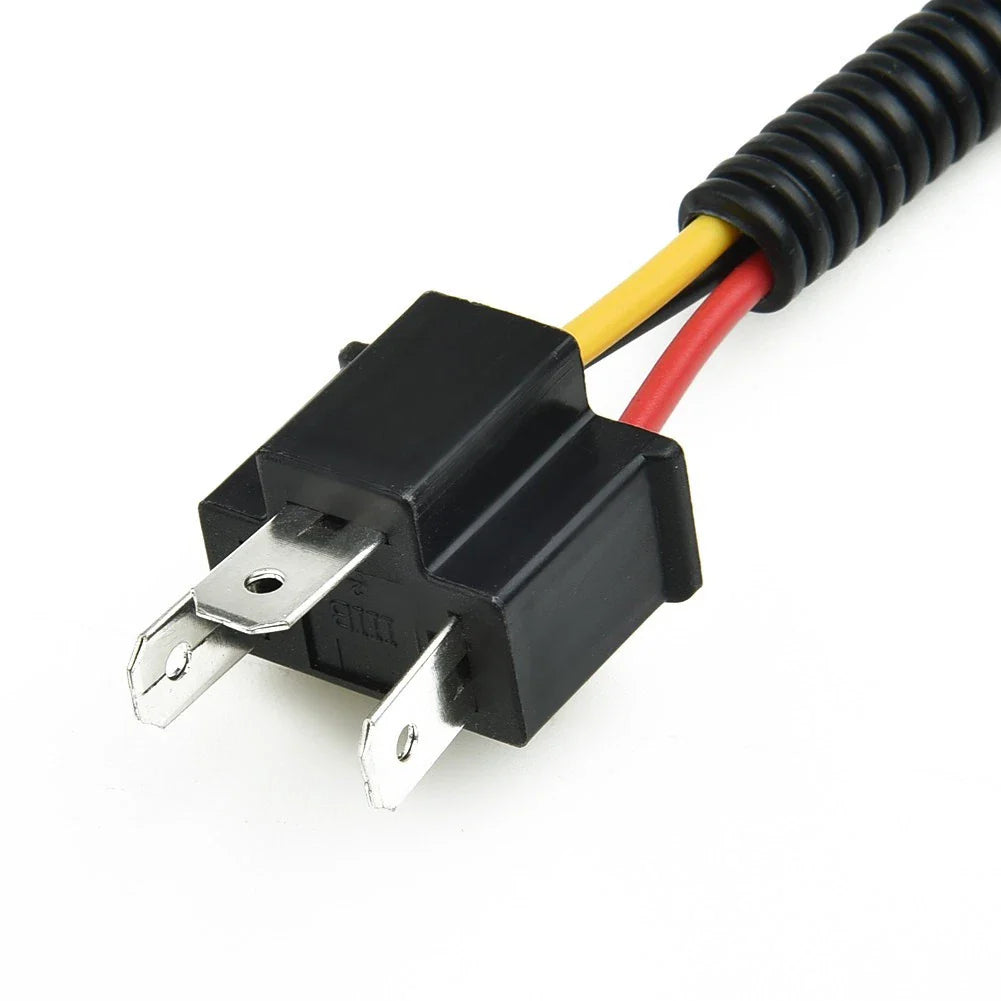 2x H4 9003 Ceramic Headlight Bulb-Socket-Plug Adapter Connector Wiring Harness