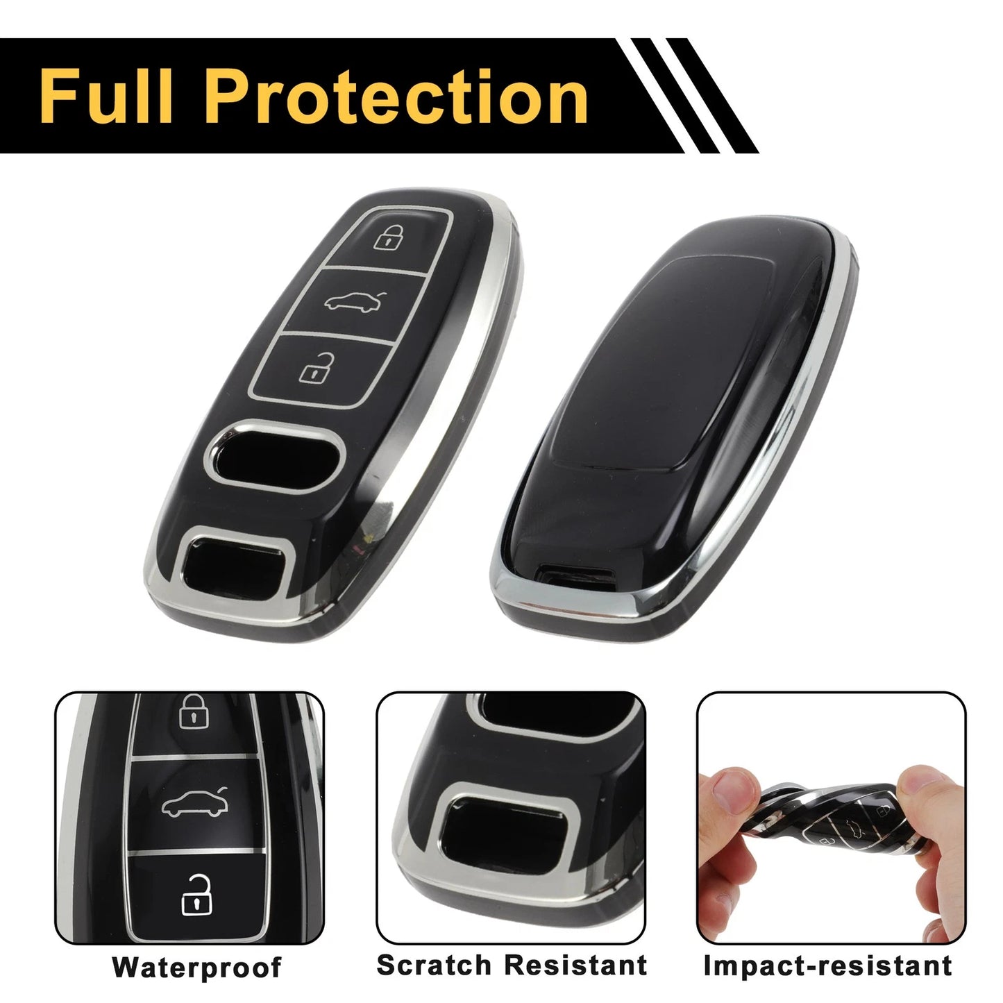 Smart Key Case for Audi A1 (2010–2023) - TPU Silicone, 3 Buttons