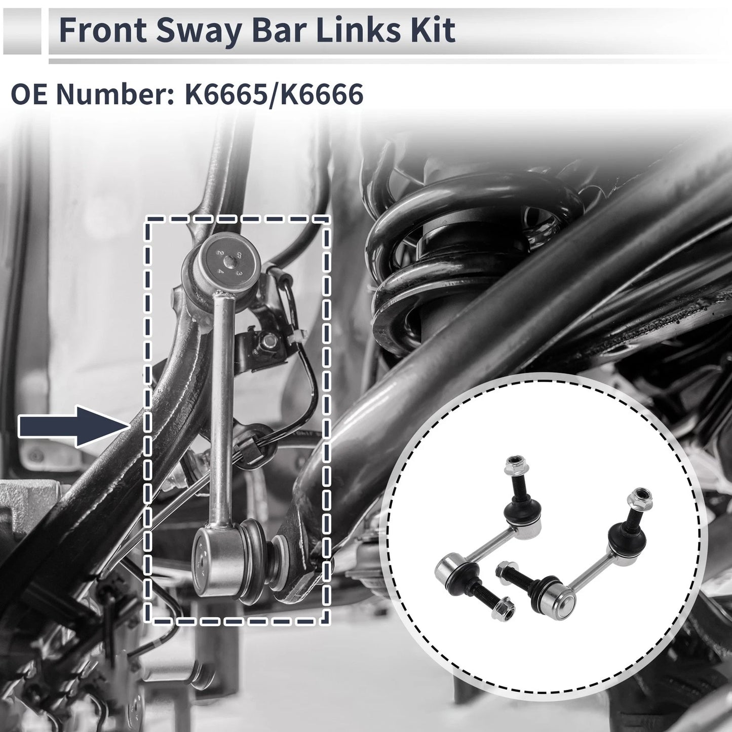 Front Stabilizer Bar Links No Bushing for Isuzu Ascender (2003) No.K6665/K6666