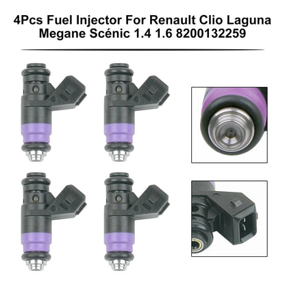 4X Fuel Injector for Renault Clio Laguna Megane Scénic (1998–2008) 8200132259