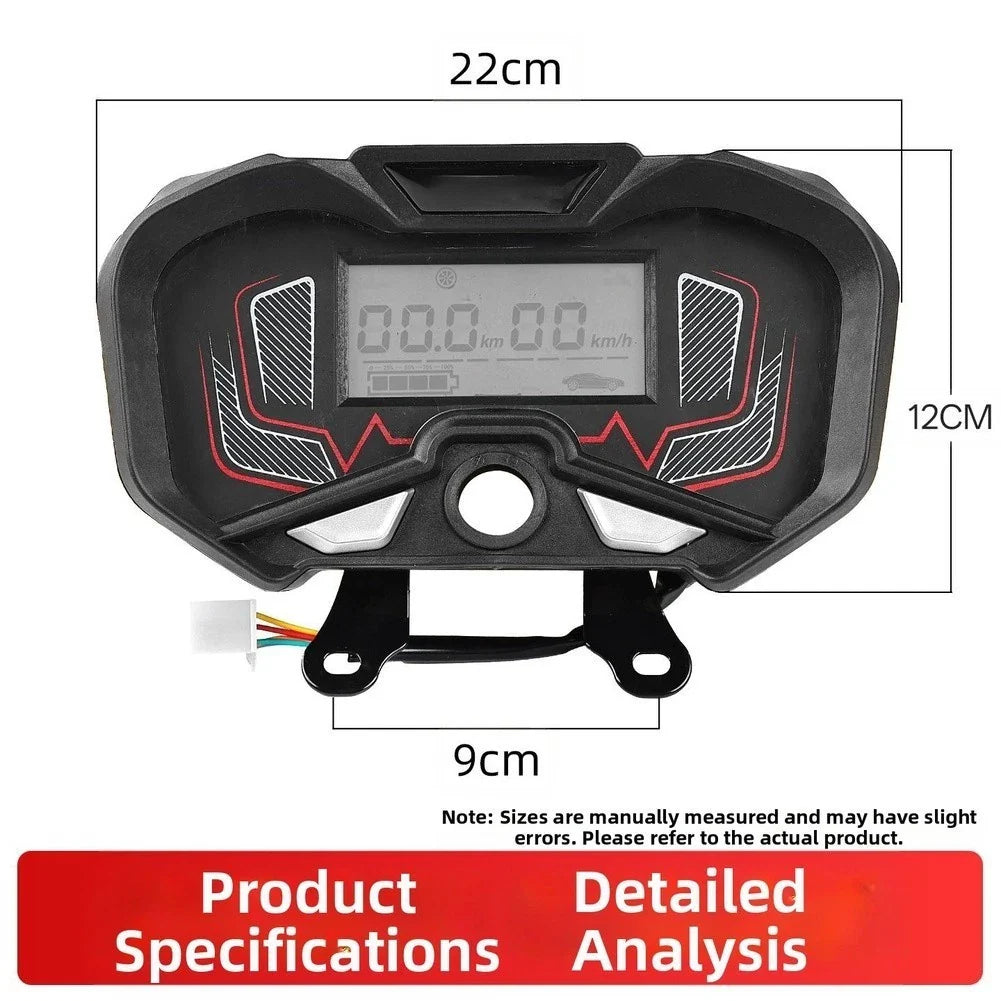 LCD Voltage Meter and Speedometer 48V 60V 72V for Electric Tricycle Front Mount