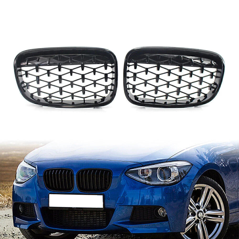Gloss Black Front Kidney Grille for BMW 1 Series (2011-2014)