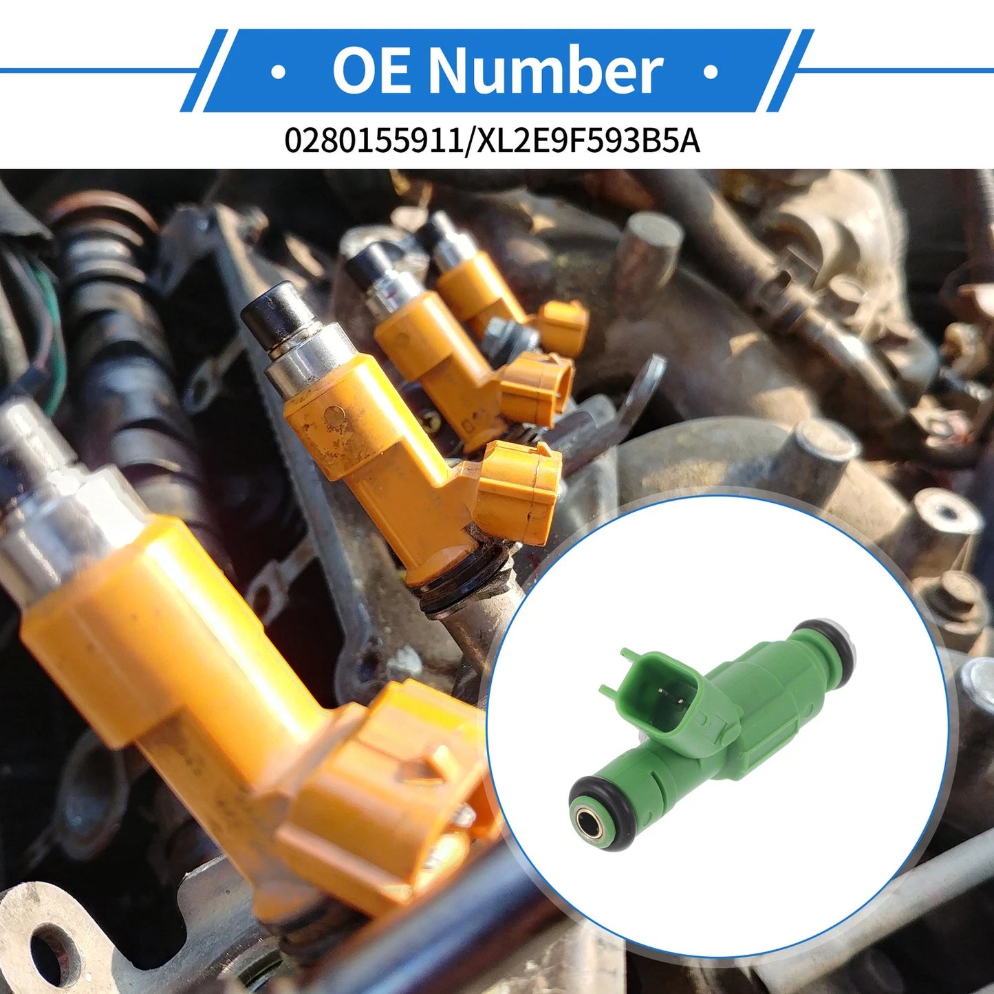 1 Pc Fuel Injector No. 0280155911/XL2E9F593B5A for Ford Contour 2.5L V6 (1998–2000)