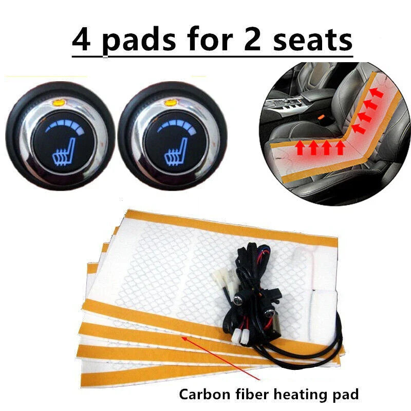 4 Pads Carbon Fiber Heated Seat Heater Cushions for Car