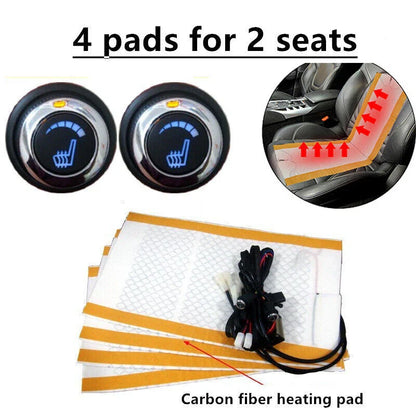 4 Pads Carbon Fiber Heated Seat Heater Cushions for Car