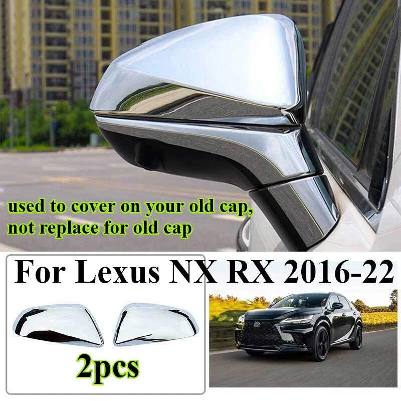 2 x Chrome Side Mirror Cover Trim for Lexus NX RX (2016–2022)