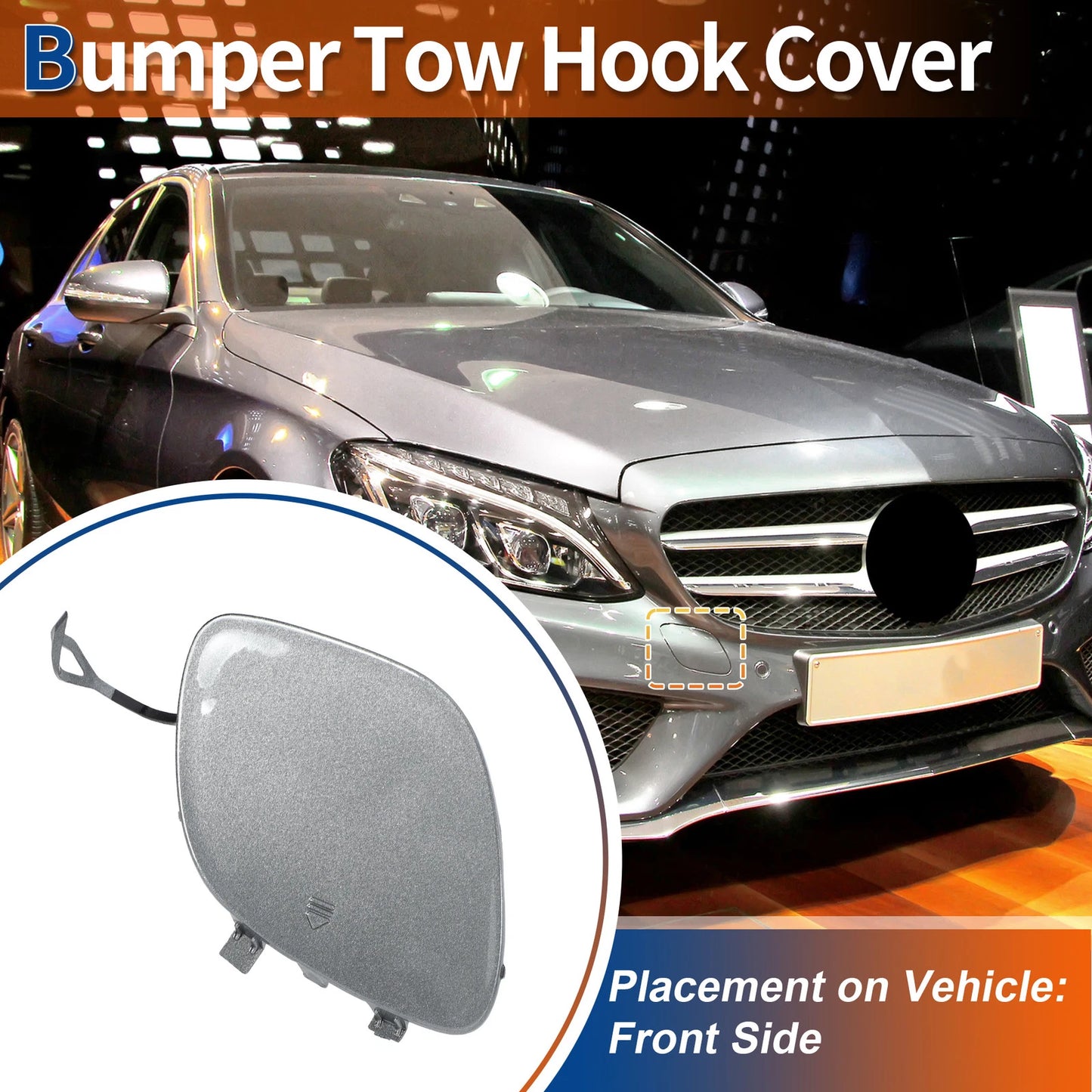 Tow Hook Cover for Mercedes-Benz C43 (2017–2020) No.A2058850024 Dark Silver