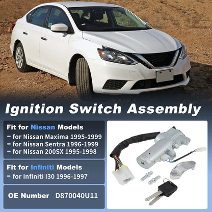 Ignition Lock Cylinder with 2 Keys for Nissan Maxima (1995–1999) No.D870040U11