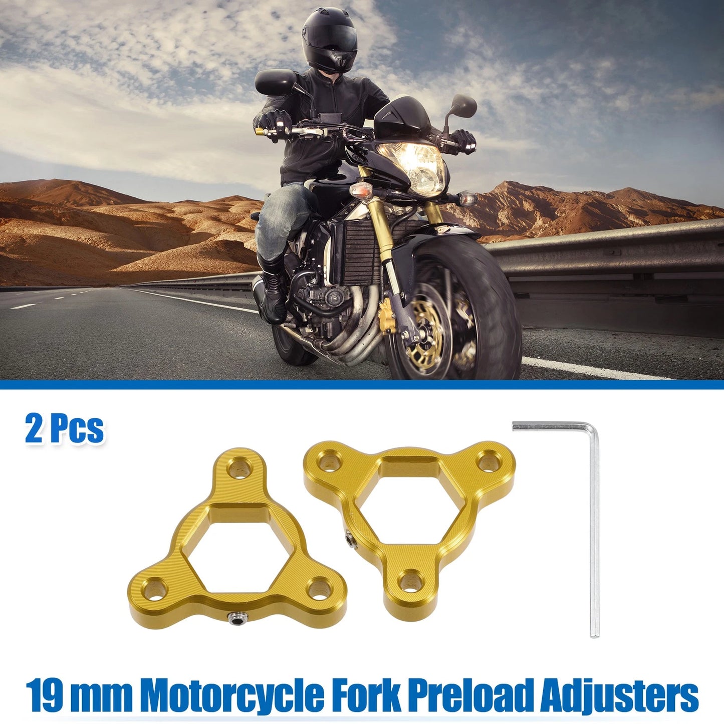 2X 19mm Racing Motorcycle Rider Fork Preload Adjusters for MotorBike