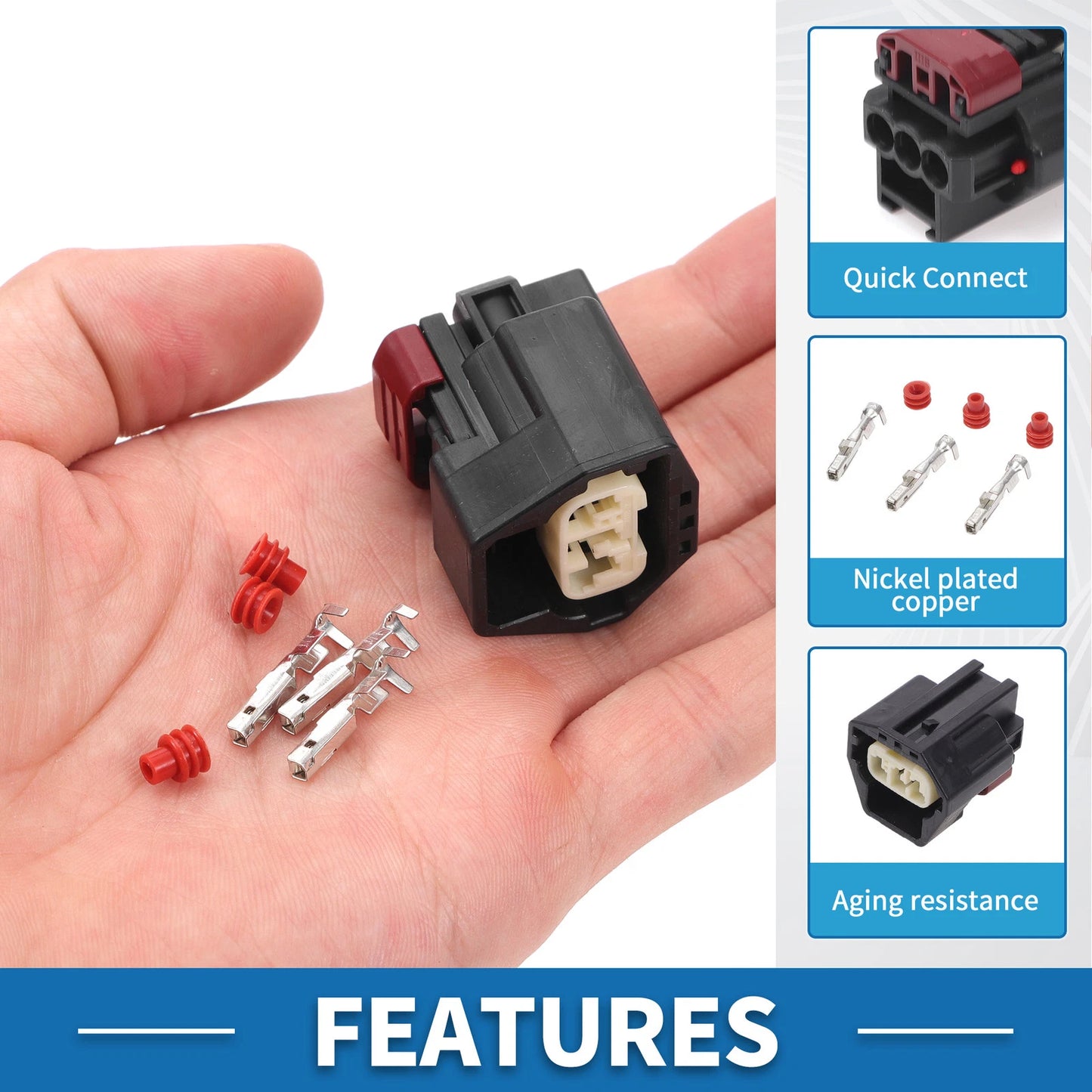 Set of 3 Pin Looms Lights Sensor Connectors for Ford Volvo