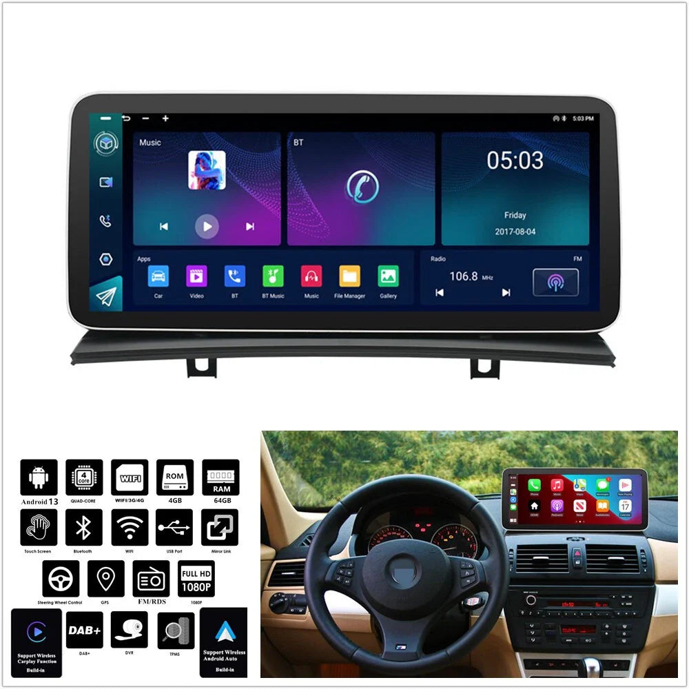 12.3" Android 13 Car Stereo GPS Navigation for 2003-2012 BMW X3 E83