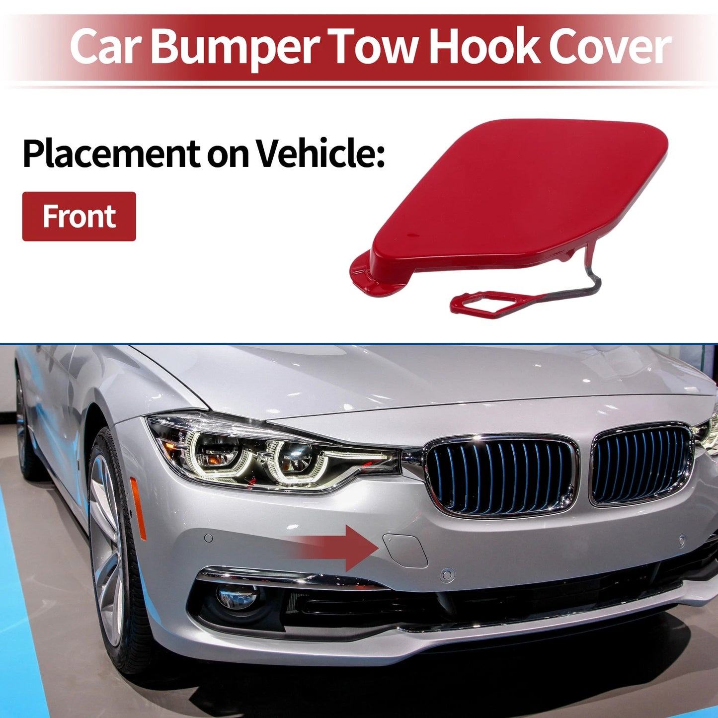Front Tow Hook Cover for BMW 320i (2016–2018) No. 51117396837 Red