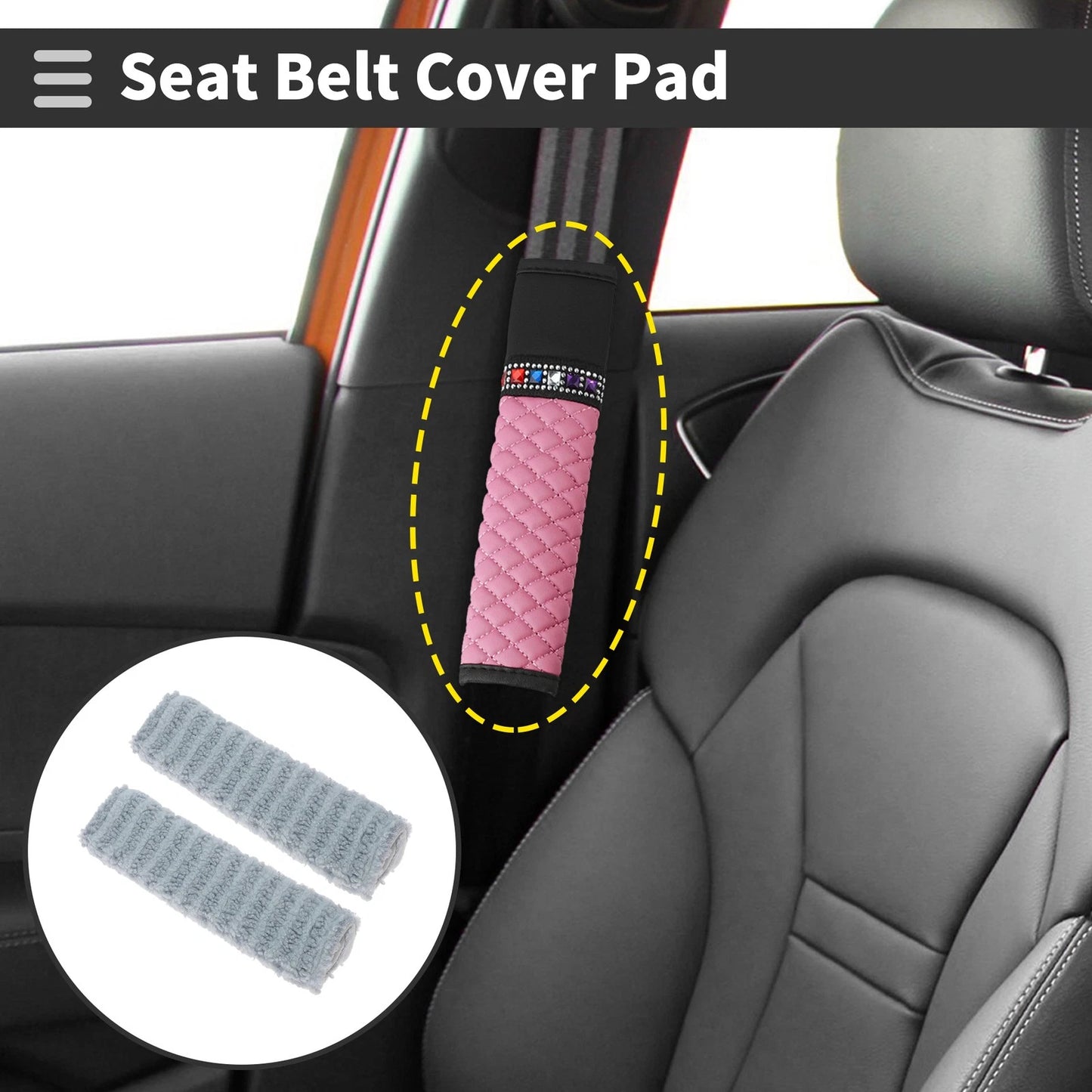 Set of 2 Blue Seat Belt Cover Pads for Universal Fit (26cm)