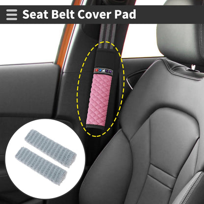 Set of 2 Blue Seat Belt Cover Pads for Universal Fit (26cm)