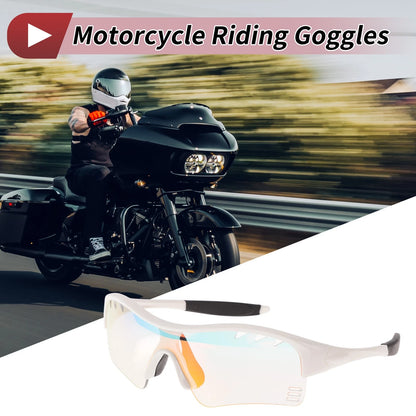 Motorcycle Riding Goggles for Various Models (Light Red Lens, White Frame)