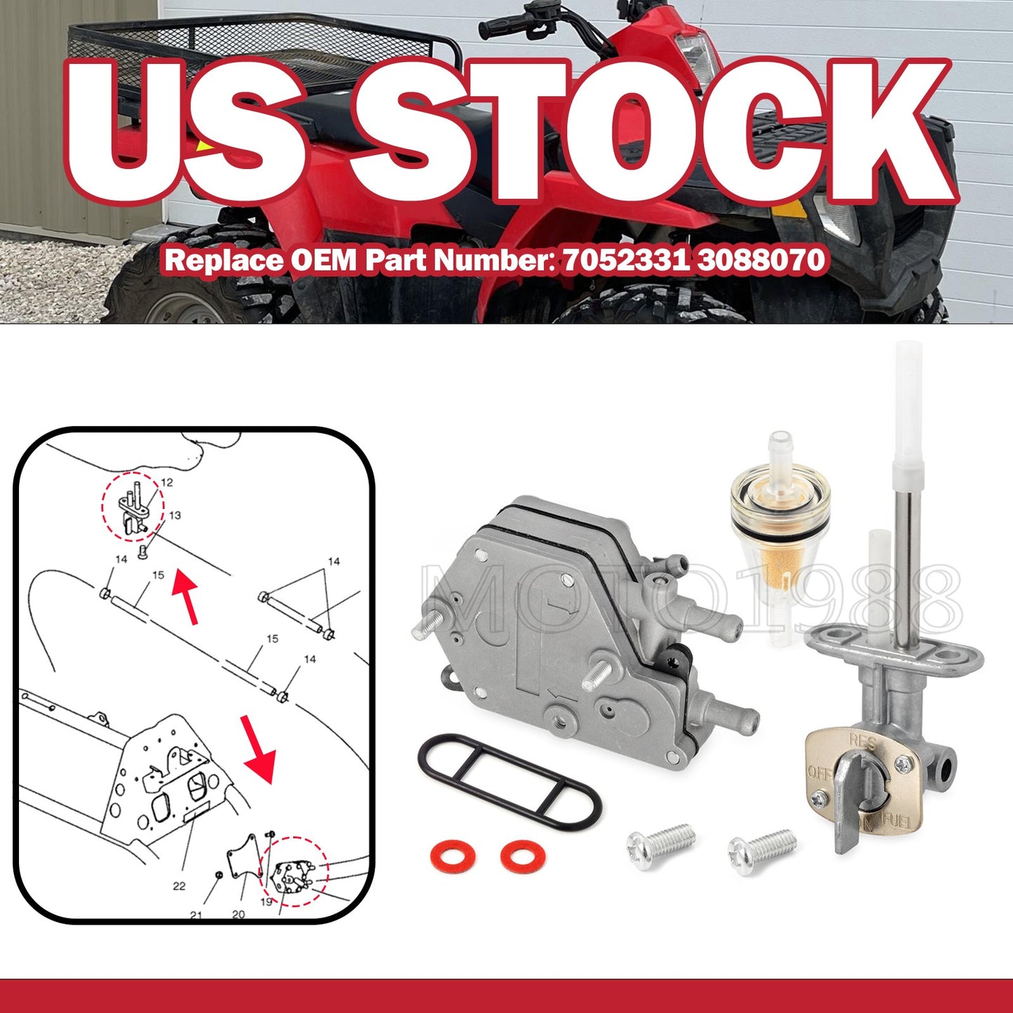 Fuel Pump Valve Petcock for Polaris Outlaw 500 (2006–2007)