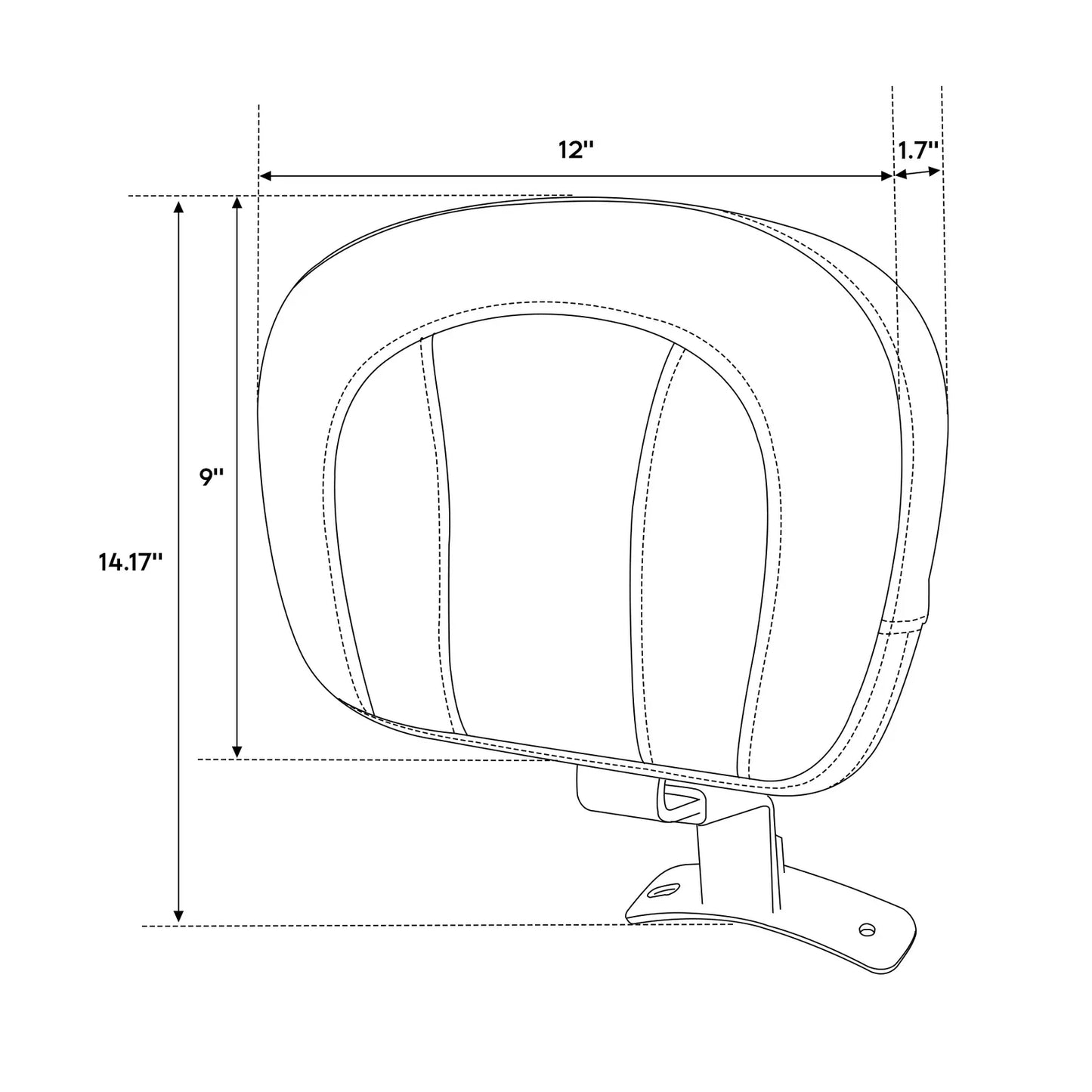 Black Front Driver Backrest Pad for Harley Touring Street Glide (2009-2023)