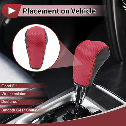 1 Pc Gear Shift Knob Cover for Ford Edge (2011–2014) Red Faux Leather