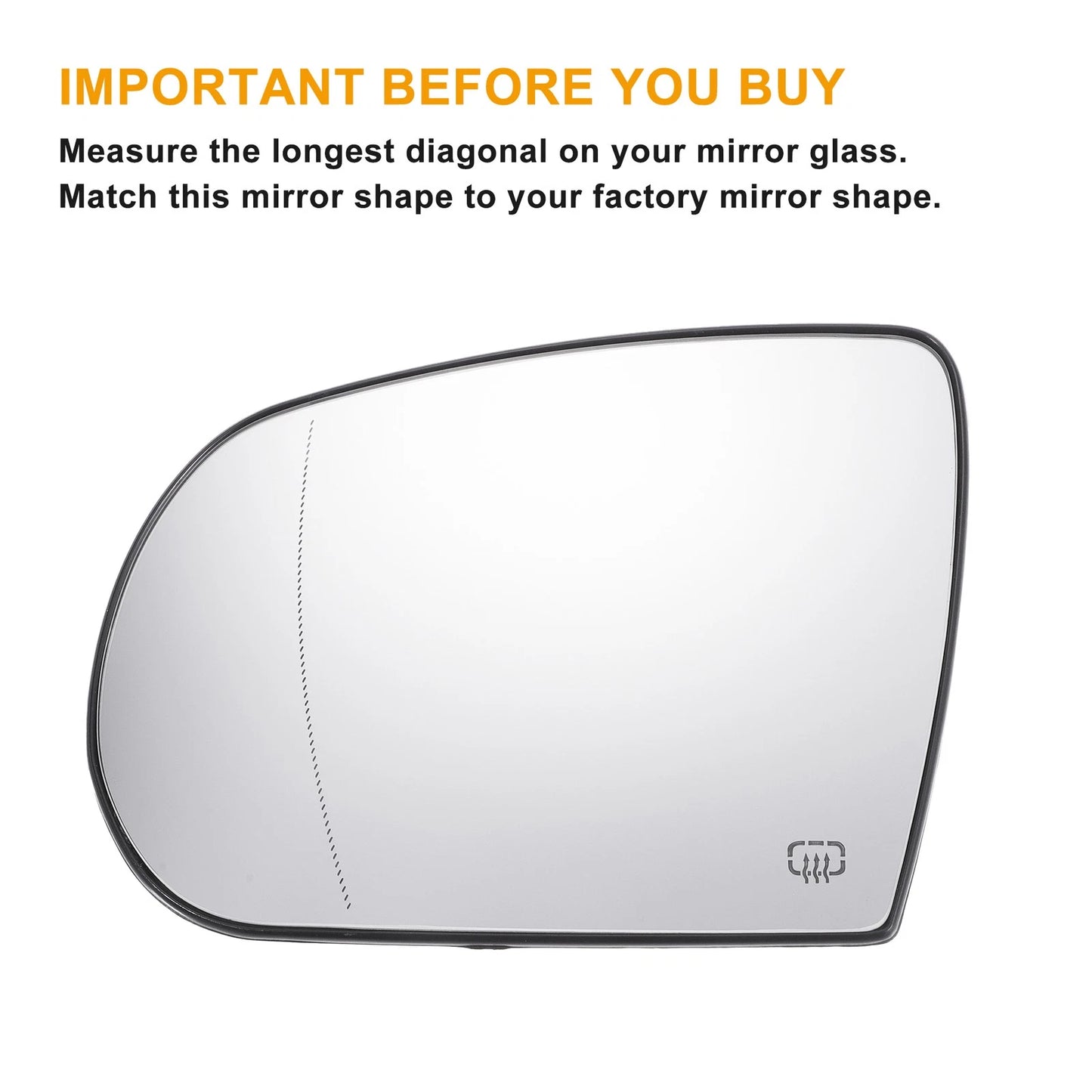 Left Side Heated White Mirror Glass for Jeep Cherokee Compass (2011–2021)