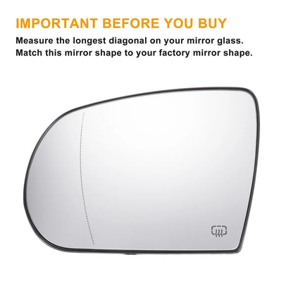 Left Side Heated White Mirror Glass for Jeep Cherokee Compass (2011–2021)