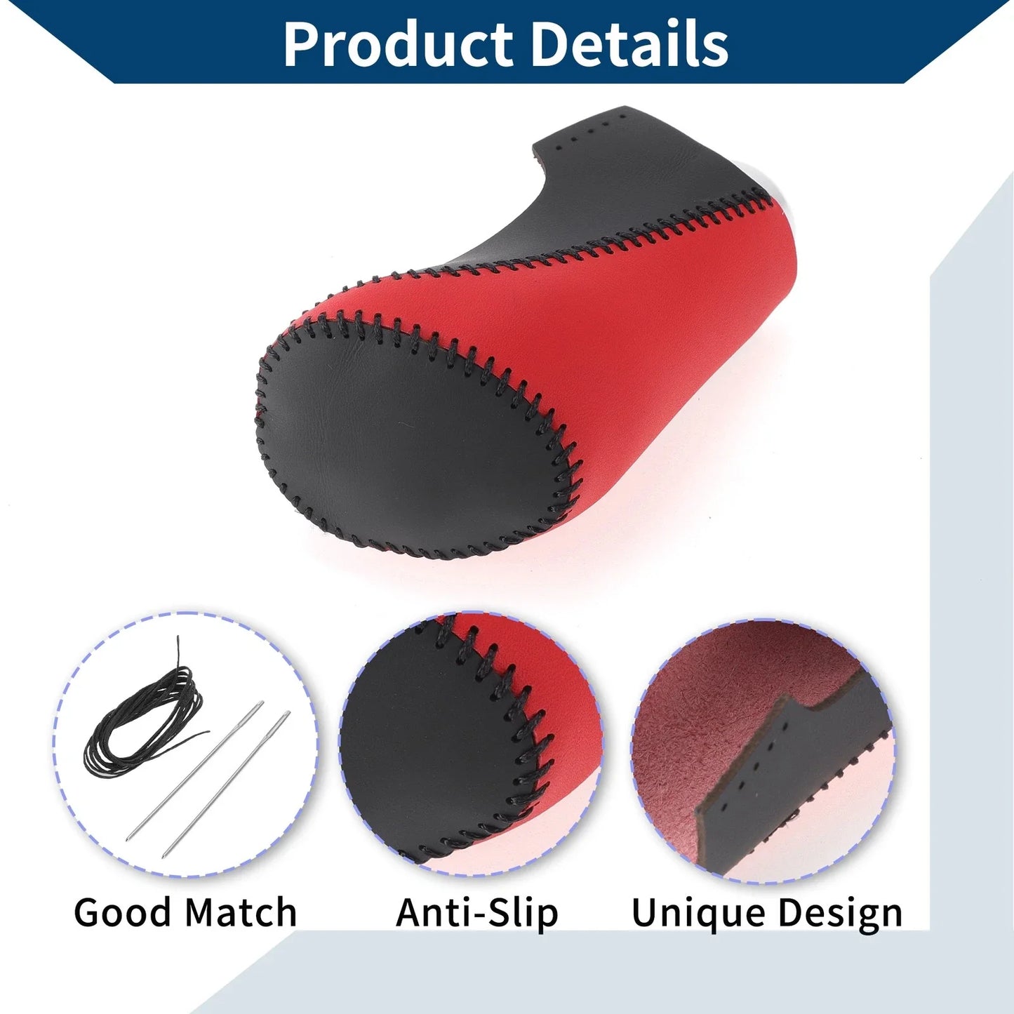 Car Gear Shift Knob Cover for Chevrolet Malibu Red Black Faux Leather