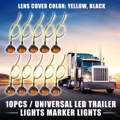 10X Universal LED Trailer Lights 24V Round Waterproof Marker Yellow