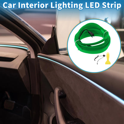 LED Strip Neon Wire Interior Lighting for Car (USB 5V) - Green