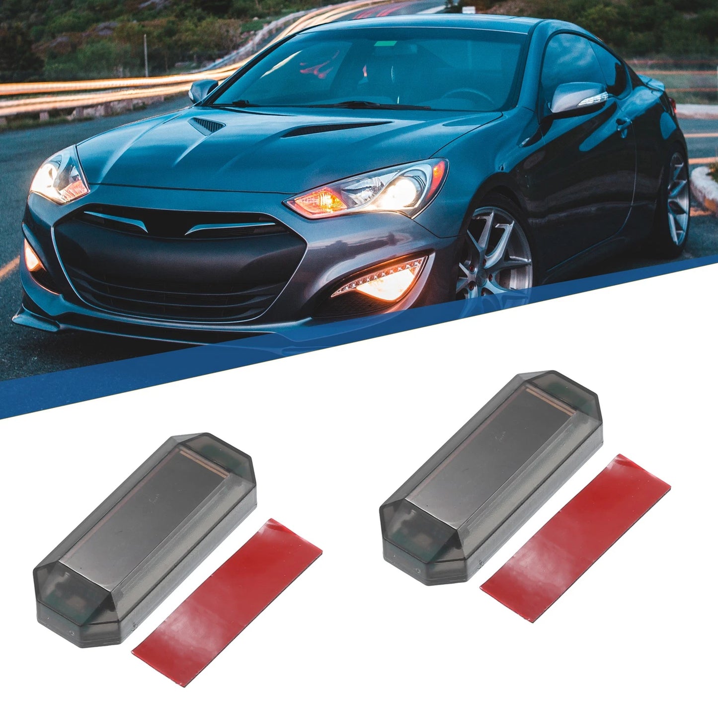 2X Solar Alarm Light for Car (Red Blue)