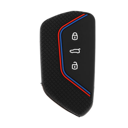 Silicone Car Key Case for VW Golf 8 (2020–Present) - 3 Buttons, Black Red Blue