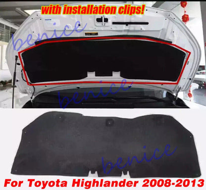 Engine Cover Hood Insulation Pad Heat Trim for Toyota Highlander (2008–2013)