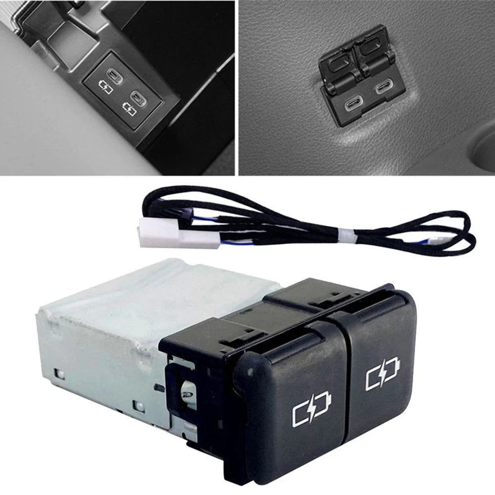 1PC Quick Charge Dual TYPE-C Interface Socket Fast Car Charger for Toyota