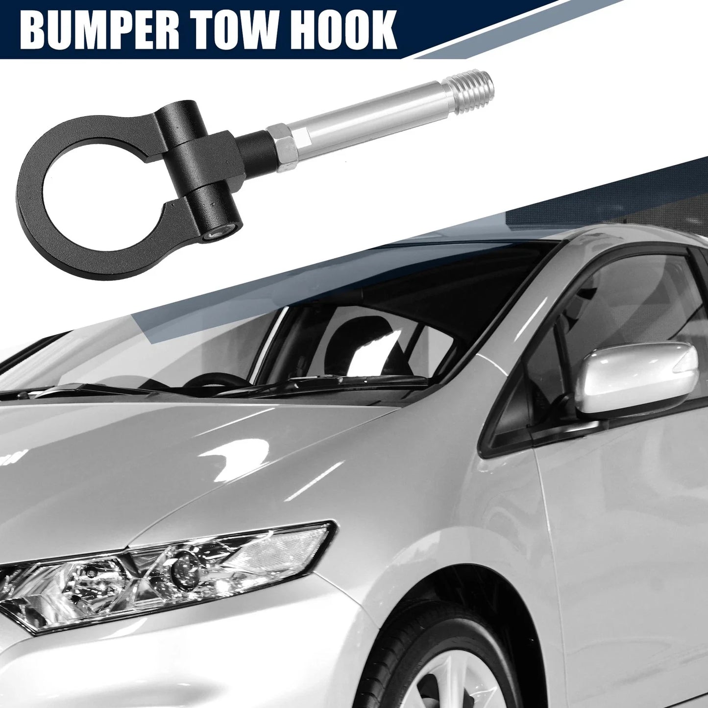 Black Round Front Rear Bumper Trailer Ring Eye Towing for Honda Fit (2009-2013)