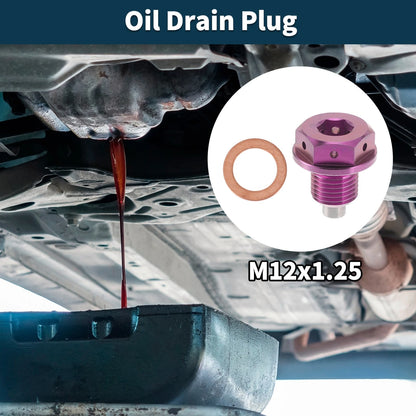 M12x1.25 Magnetic Oil Drain Plug for Universal Applications (Titanium Alloy)