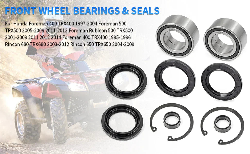 Front Wheel Bearings Seals Kit for Honda Foreman Rubicon 500 (2005–2014)
