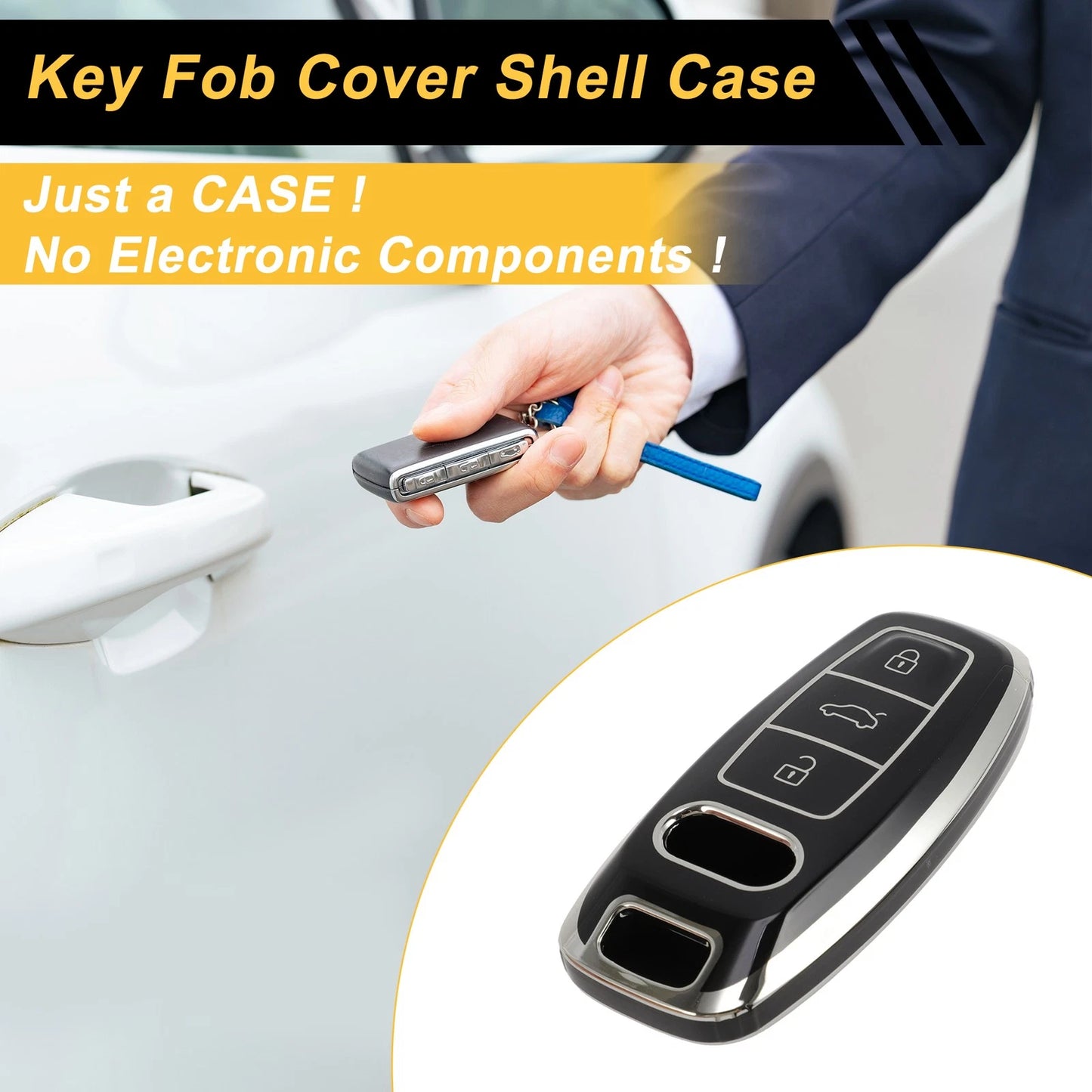 Smart Key Case for Audi A1 (2010–2023) - TPU Silicone, 3 Buttons