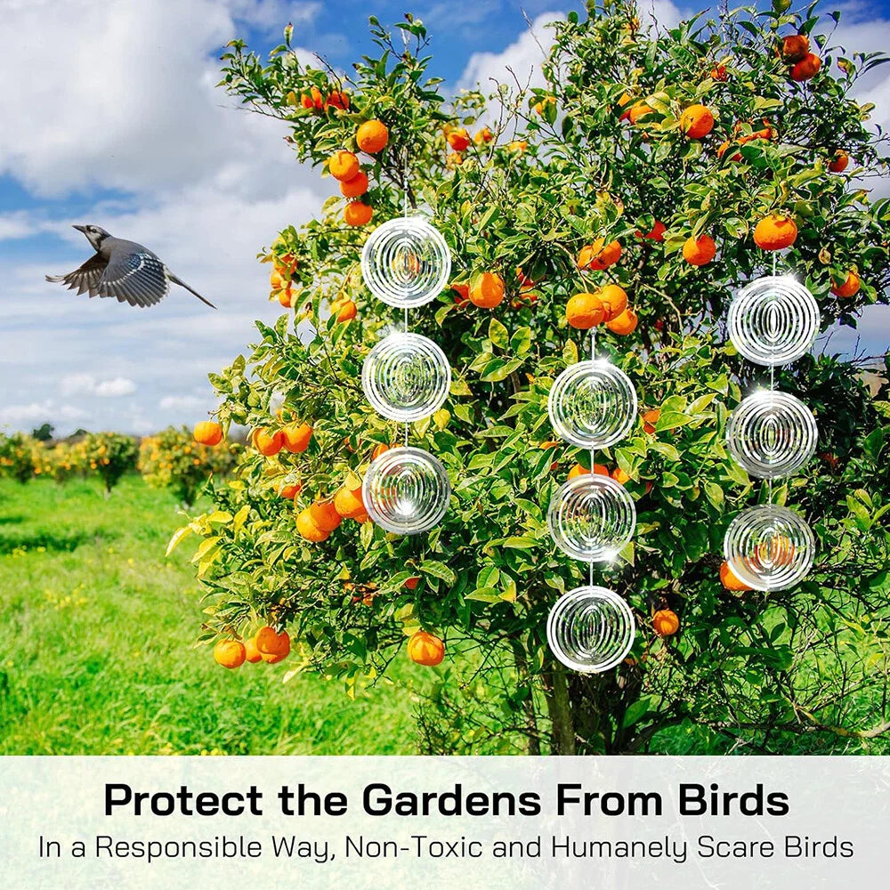 3 x Bird Deterrents Reflective 3D Stainless Steel Wind Spinners for Outside