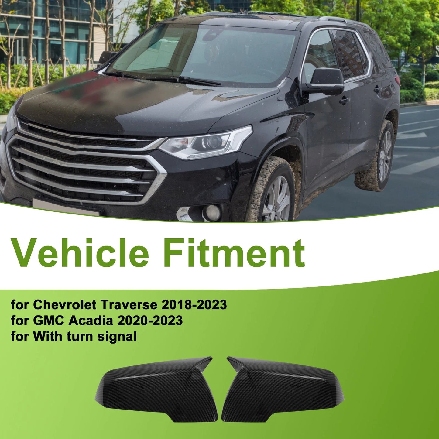 Pair of Side Mirror Cover Caps for Chevrolet Traverse (2018–2023)