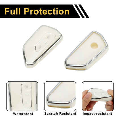 Key Fob Shell Cover Case for VW Golf (1997–2006) - White Silver Tone TPU