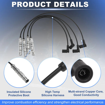 Set of 4 Spark Plug Wires for BMW 3 Series E36 1.8L (1993–1998) Replaces 12121709206