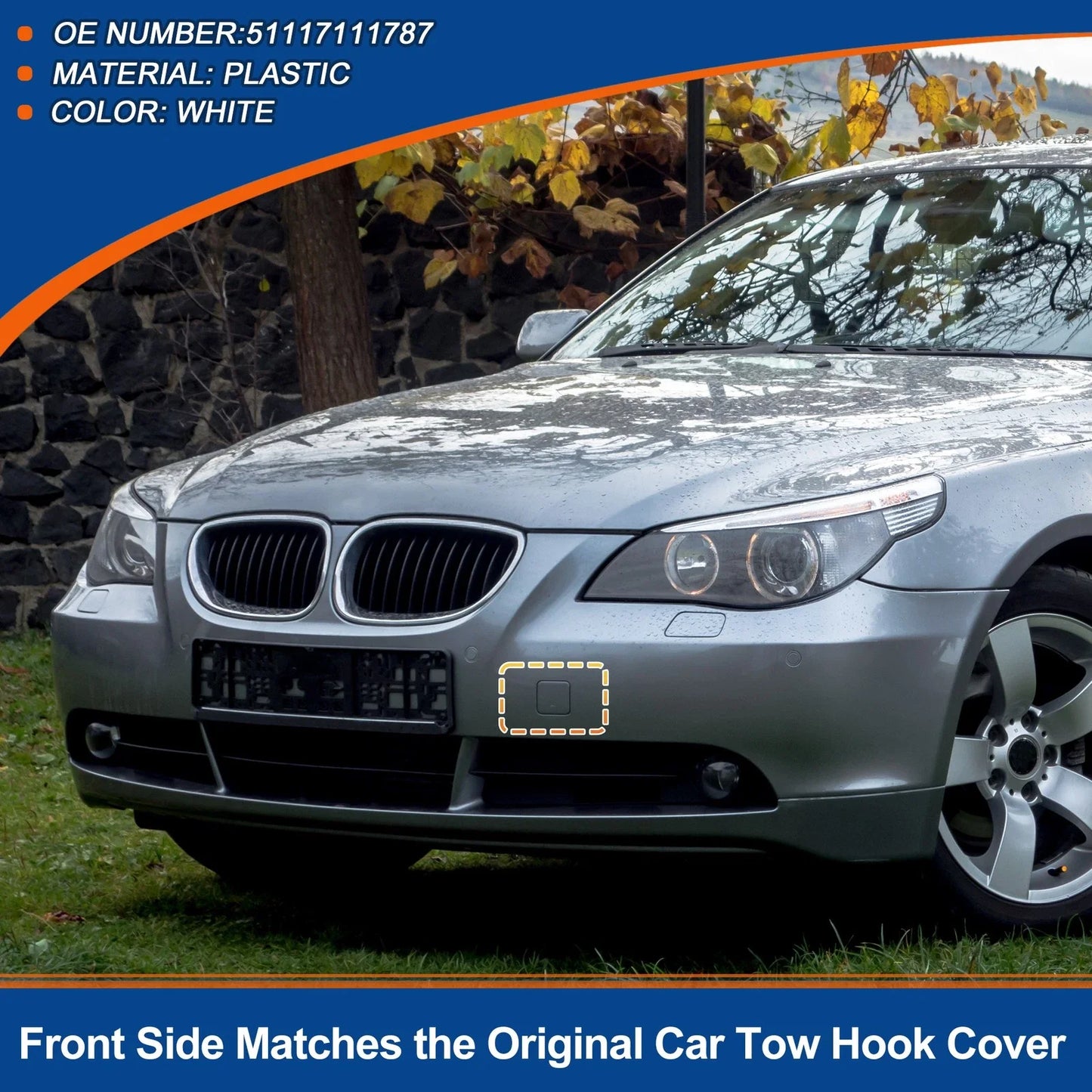 Front Car Bumper Tow Hook Cover for BMW 525i 530i 550i White