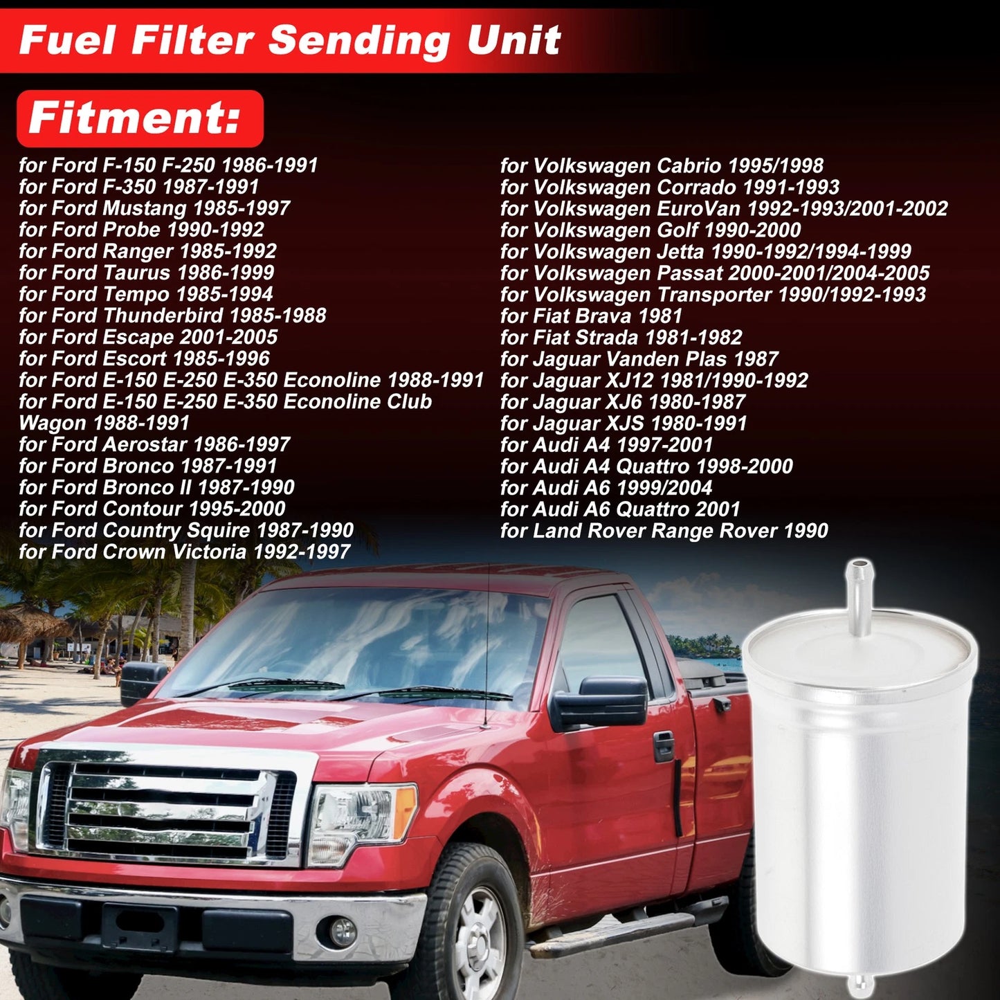 Fuel Filter Assembly for Ford F-150 F-250 (1986–1991) No.H80WK07/EP90C Metal