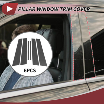 6 Pcs Door Pillar Window Trim for Nissan Maxima (2016–2023) Carbon Fiber